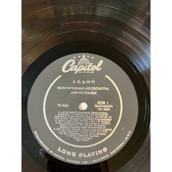 B.G. In Hi-Fi Vinyl Record By Benny Goodman & His Orchestra W-565 Vintage Album - Picture 2 of 5
